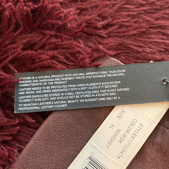 NWT KENNETH COLE Genuine Leather Belted Jacket. Maroon/red burgundy, Size XL - Picture 8 of 8